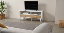 Cargar imagen en el visor de la galería, Larsen Mueble Multimedia color Roble y Blanco ideal para TV