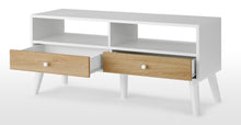 Cargar imagen en el visor de la galería, Larsen Mueble Multimedia color Roble y Blanco ideal para TV