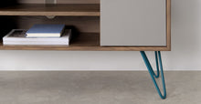 Cargar imagen en el visor de la galería, Dotty Mueble Multimedia ancho color Roble Oscuro Y Gris