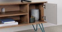 Cargar imagen en el visor de la galería, Dotty Mueble Multimedia ancho color Roble Oscuro Y Gris