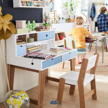 Cargar imagen en el visor de la galería, Aure Escritorio Infantil color Blanco y Azul Bebé